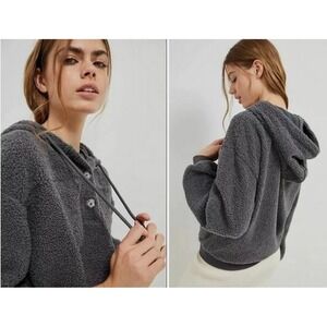 Anthropologie Current Air Callen Teddy Hoodie Charcoal Gray Size M